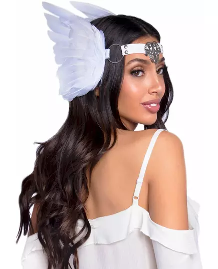 Luxury white angel wings headdress for adults, image 2