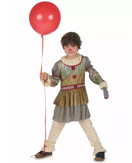 Skremmende grått klovnekostyme for gutter, Størrelse: 10–12 år (130–140 cm), bilde 2