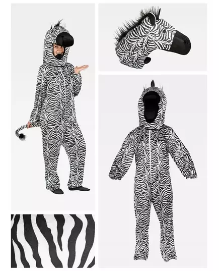 Adult zebra jumpsuit costume, image 2
