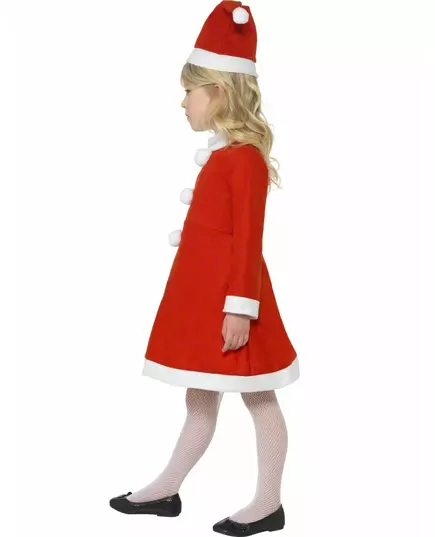Mother Christmas costume with pompom dress for girls, Size: 10-12 years (145/158 cm), image 2