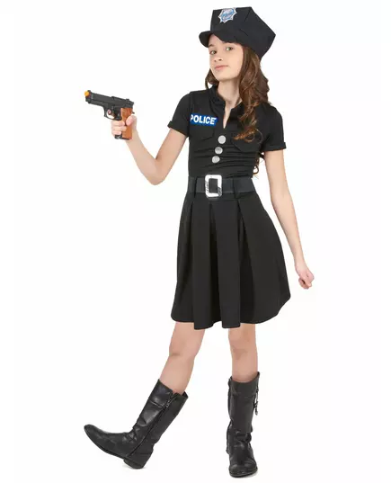 Black dress policewoman costume for girls, Size: 4-6 years (110-120 cm), image 2