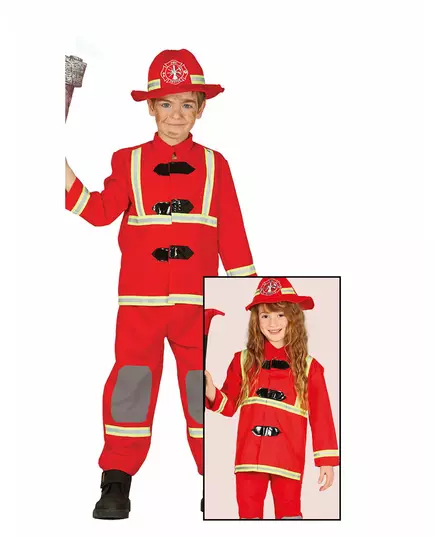 Red firefighter costume for children, Size: 3-4 years (95-105 cm), image 2