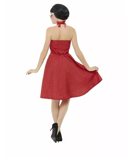 Women's red 50s rockabilly costume, Size: Small, image 2