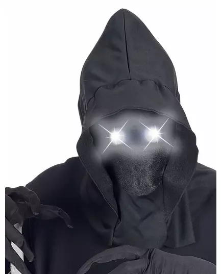 Hvit, usynlig helmaske med hette og lysende øyne for voksne, bilde 2