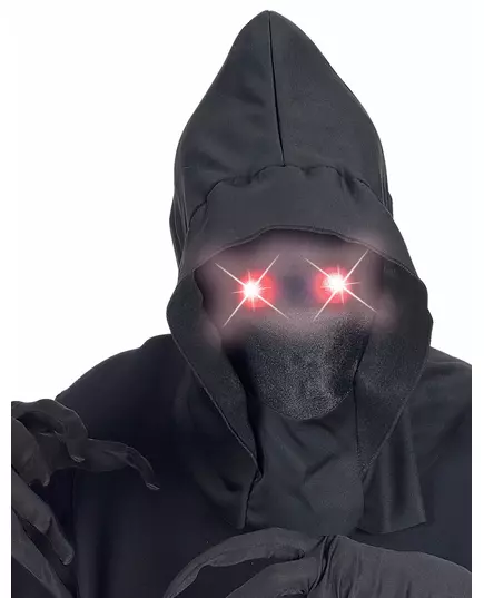 Full face hooded mask with invisible face and red light-up eyes for adults, image 2