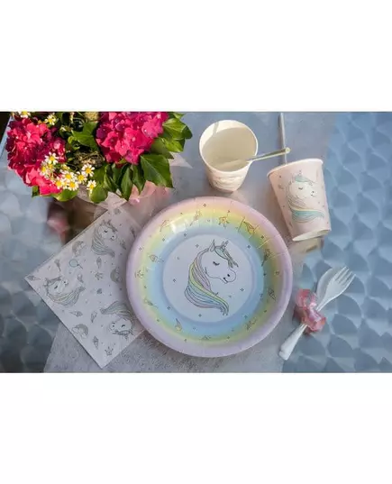 10 enhjørning-papirtallerkener 22,5 cm, bilde 2