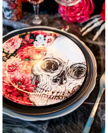 10 Floral Skeleton Paper Plates 23 cm, image 2