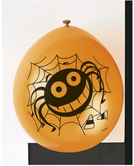 10 svarte og oransje edderkopplatexballonger 23 cm, bilde 2