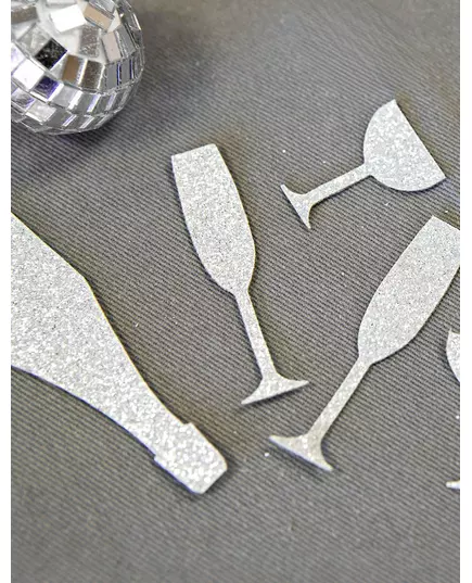 12 sølv champagne bordkonfetti 10g, bilde 2