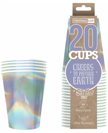 20 American recyclable cardboard cups rainbow iridescent 53 cl, image 2