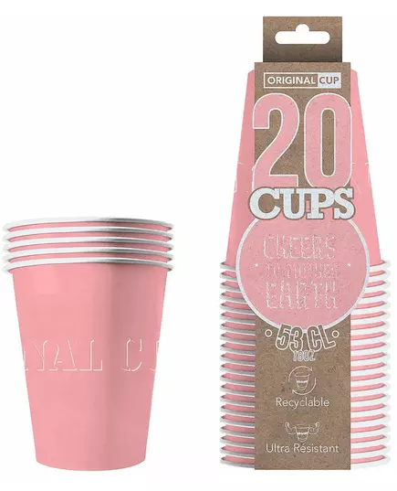 20 amerikanske resirkulerbare pappkopper pastellrosa 53 cl, bilde 2