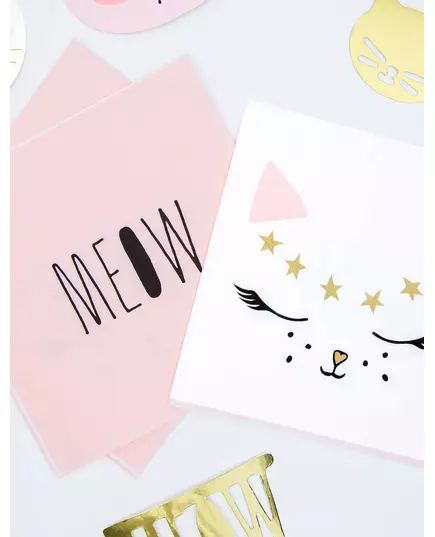 20 White Kitten Paper Napkins 33 x 33 cm, image 2