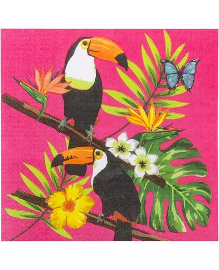 20 Fuchsia Toucan Paper Napkins 33 x 33 cm, image 2