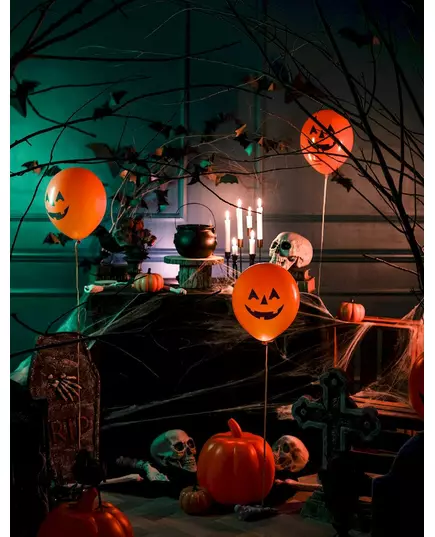 Halloween Pumpkin LED Balloons 27.5 cm, image 2