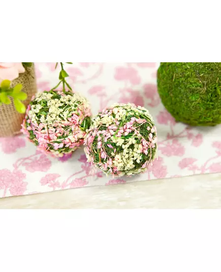 4 Decorative balls natural white and pink flowers 5 cm, image 2
