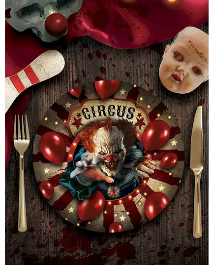 6 Halloween-klovne-pappistallerkener 23 cm, bilde 2