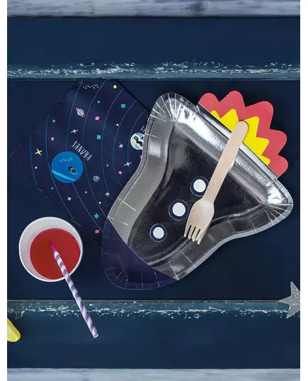 6 Rocket-shaped paper plates 21.5 x 29.5 cm, image 2