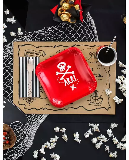 6 Red Pirate Party Paper Plates 20cm, image 2