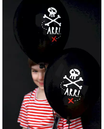 6 svarte piratfest-latexballonger 30 cm, bilde 2