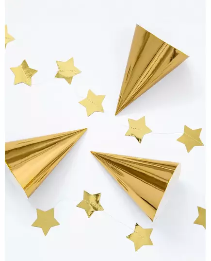 6 Gold Cardboard Party Hats 16cm, image 2