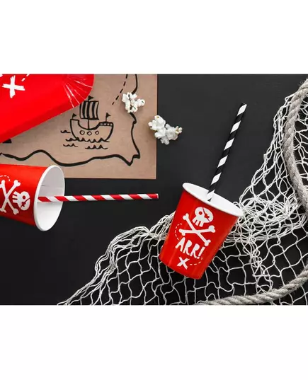 6 Red Pirate Party Paper Cups 220ml, image 2