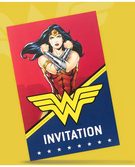 8 Wonder Woman invitasjonskort med konvolutter 10x16cm, bilde 2