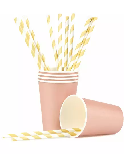 8 pappkopper i roségull, 210 ml, bilde 2