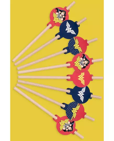 8 Wonder Woman-medaljongsugerør i papp, 20 cm, bilde 2