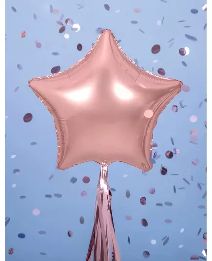 Metallisk folieballong i roségull med stjerne, 48 cm, bilde 2