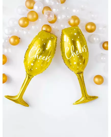 Gullfarget Cheers-folieballong 28 x 80 cm, bilde 2