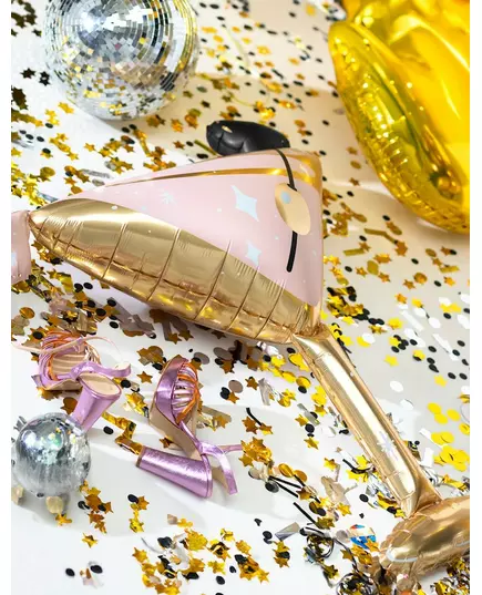 Pink and gold cocktail glass foil balloon 126 x 93 cm, image 2