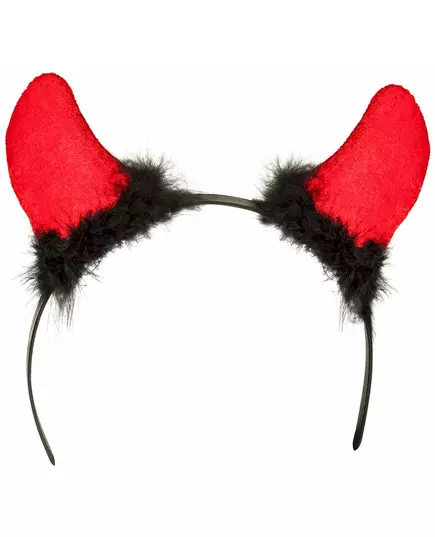 Red Devil Horns with Black Fur Adult Halloween, image 2