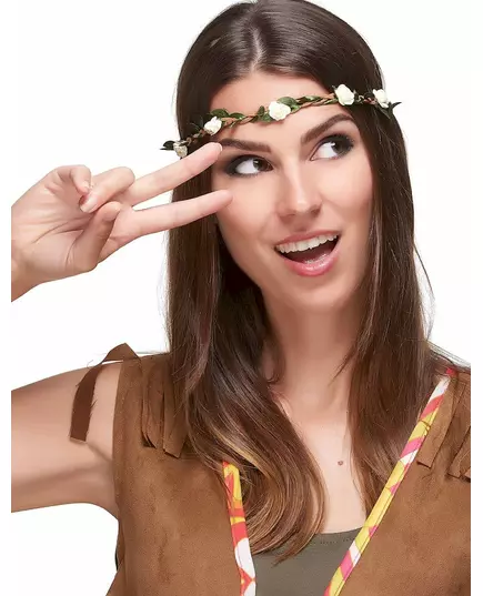 Adult elastic white flower crown, image 2