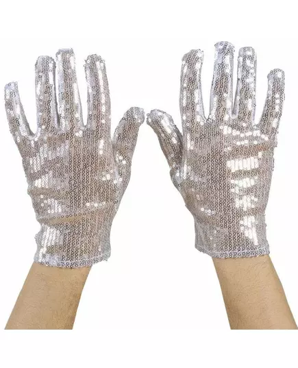 Adult silver sequined short gloves, image 2