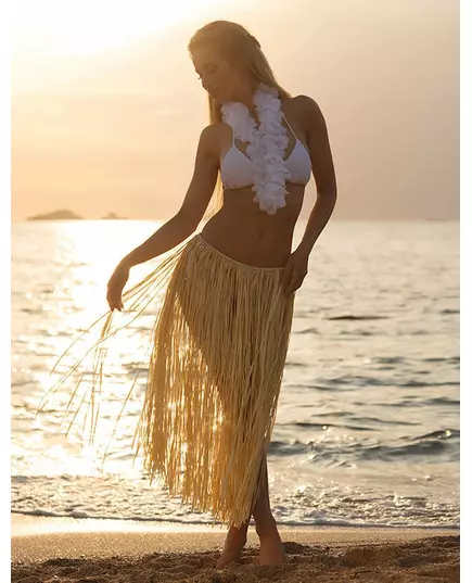 Adult Natural Raffia Long Hawaiian Skirt, image 2