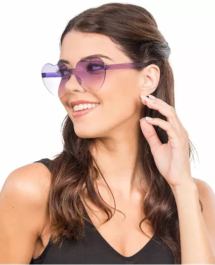 Heart-shaped glasses with purple smoked lenses for adults, image 2