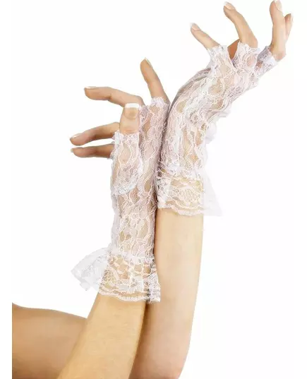 Women's white lace mittens, image 2