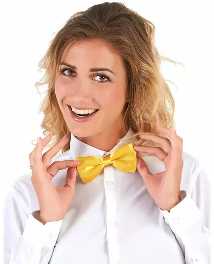 Adult satin yellow bow tie, image 2