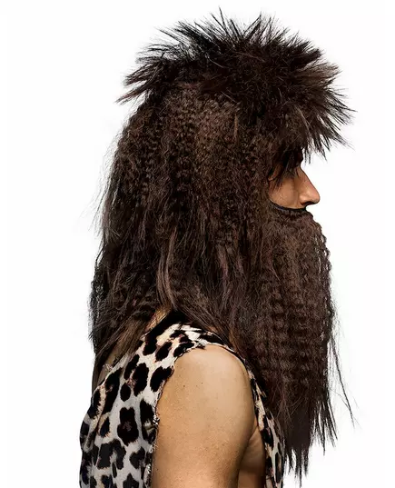 Brown caveman wig and beard, image 2