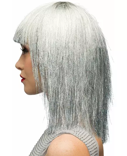 Women's silver iridescent wig, image 2