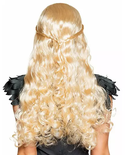 Long blonde wig with small braids for women, image 2