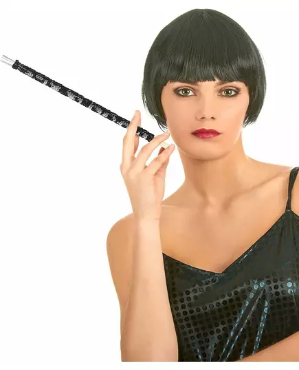 Black sequined Charleston cigarette holder for adults, image 2