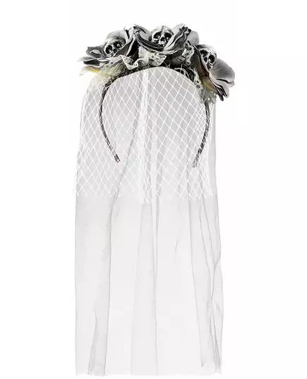 Halloween women's white zombie veil headband, image 2