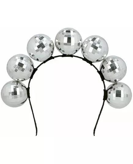 Adult silver disco ball headband, image 2