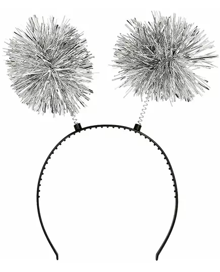 Sølvfarget pompom-pannebånd for voksne, bilde 2