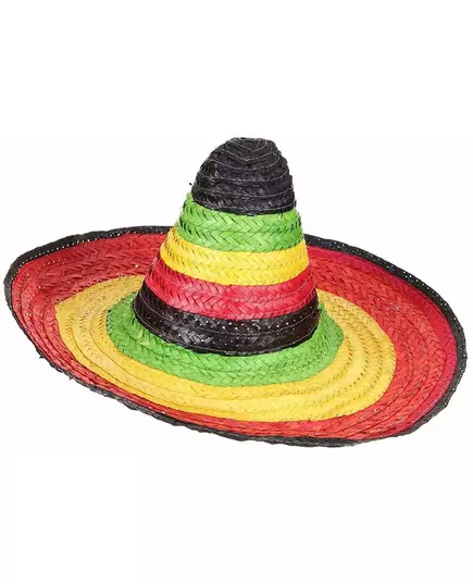 Multicolored Mexican sombrero with black border and tip for adults, image 2