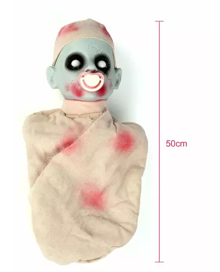 Blodig zombiebaby med lys og lyd 50 cm, bilde 2
