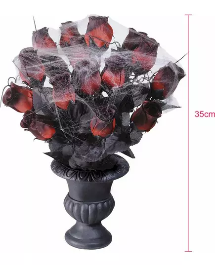 Røde roser spindelvevbukett 35 cm Halloween, bilde 2