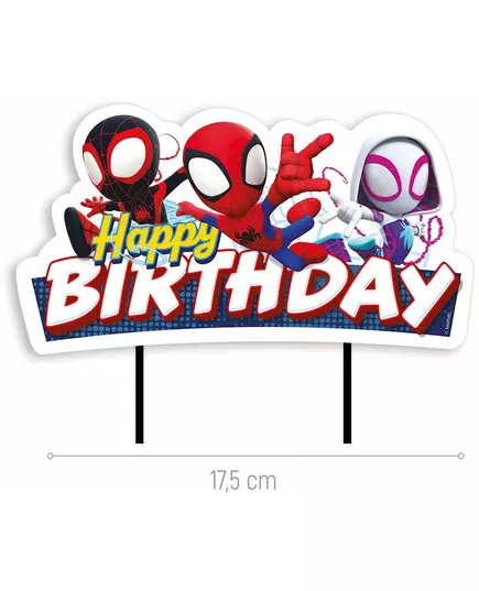 Cake topper Happy Birthday Spidey and his friends 17.5 cm, image 2