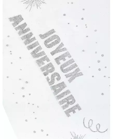 Sølvfarget organza bordløper i gratulerer med dagen, 29 cm x 5 m, bilde 2